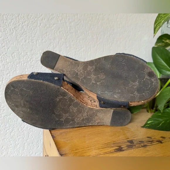 Esprit Dark Blue Wedge Studded Sandals - Picture 3 of 10